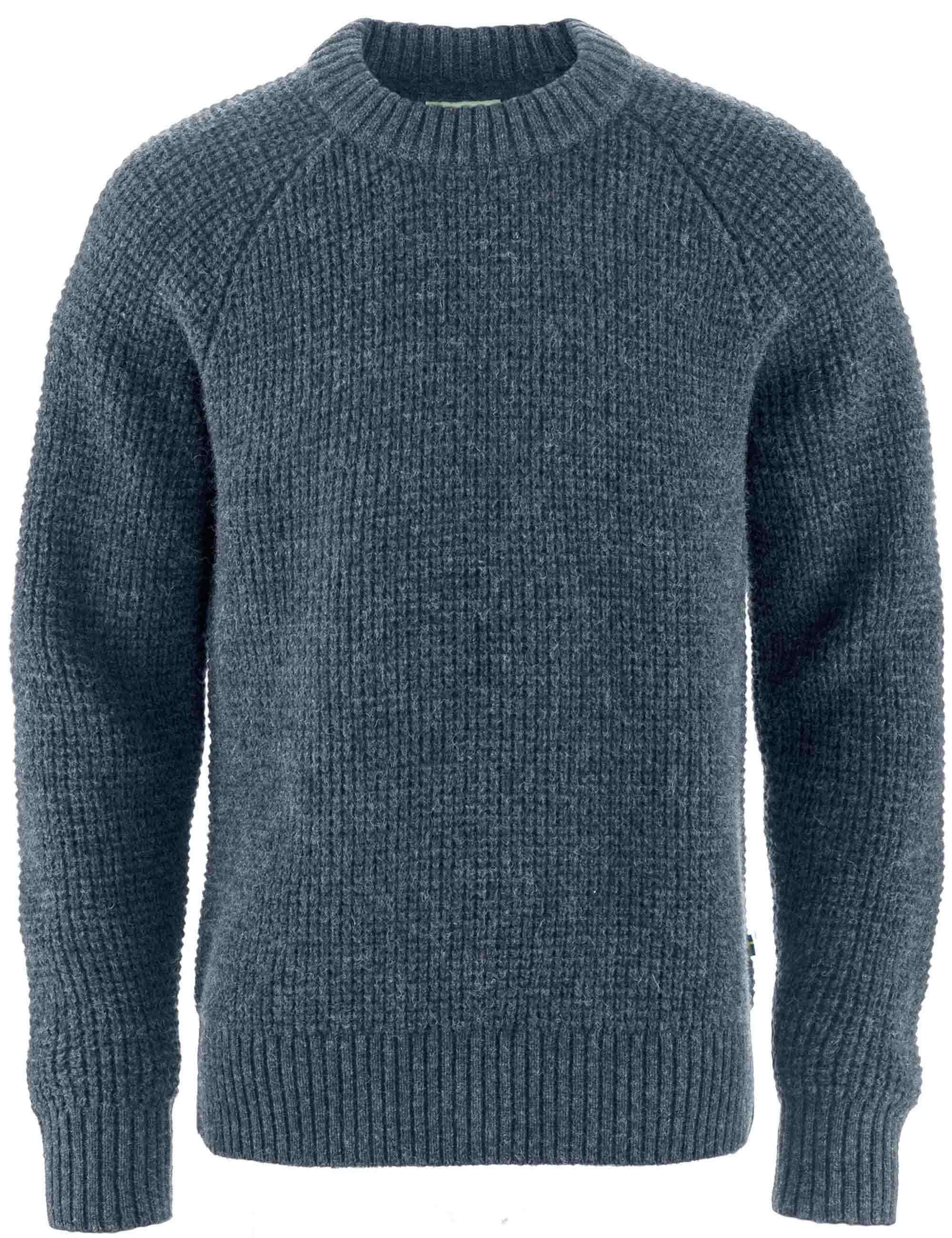 Fjallraven Ovik Waffle Knit Crew Sweater - Navy - Clothing from