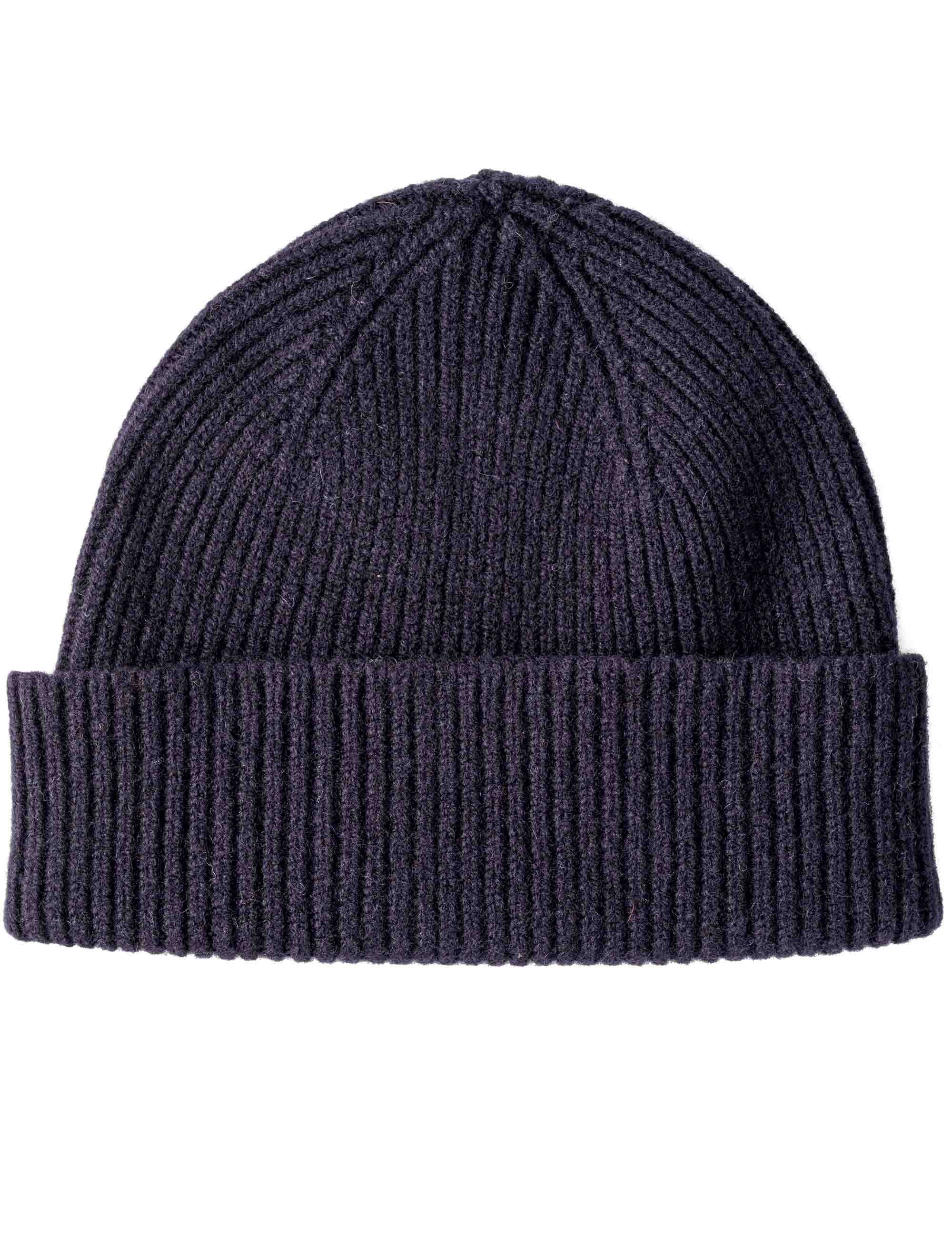 Robert Mackie Clyde Lambswool Wool Beanie Hat - Navy Blue