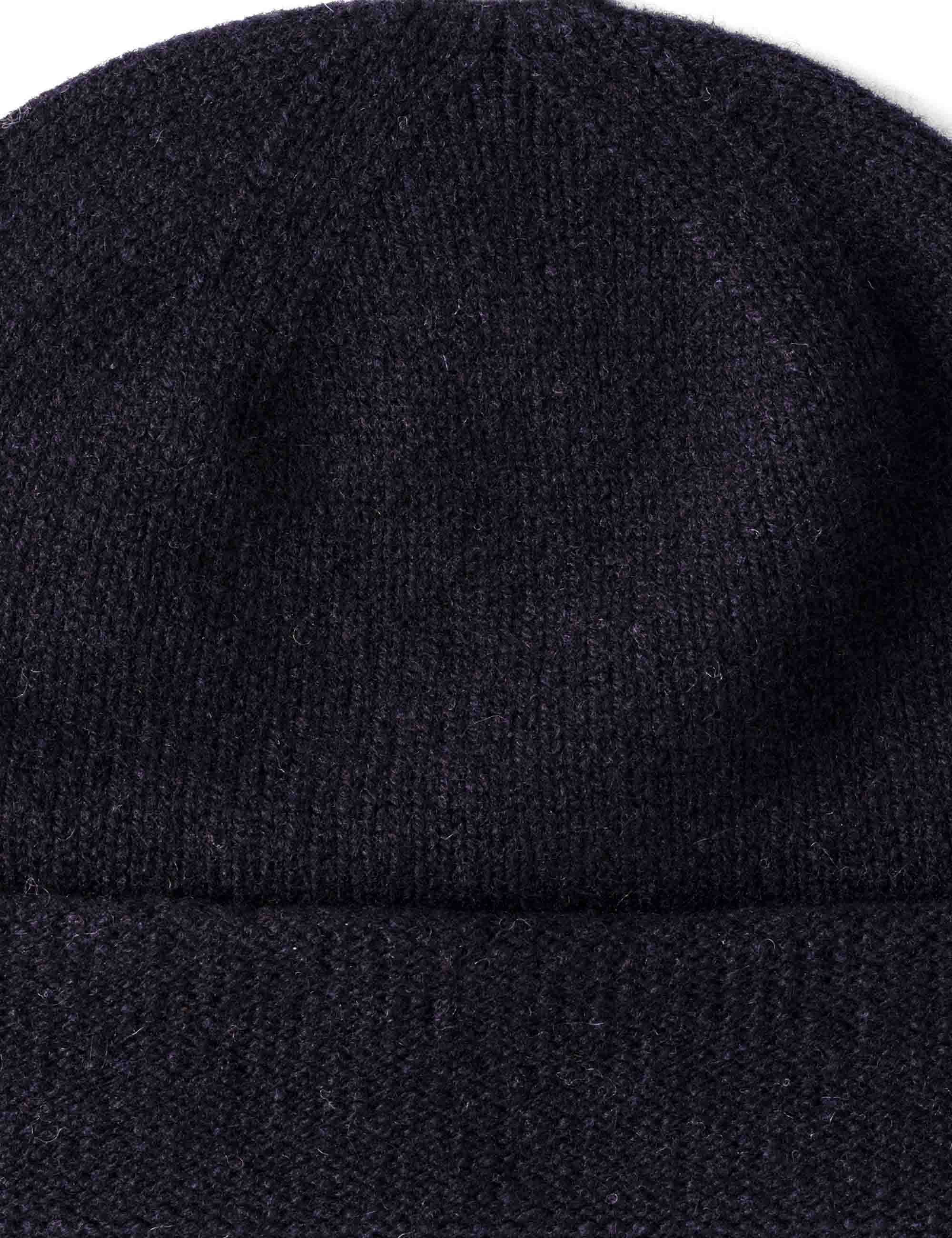 Robert Mackie Lennox Lambswool Wool Beanie Hat - Navy