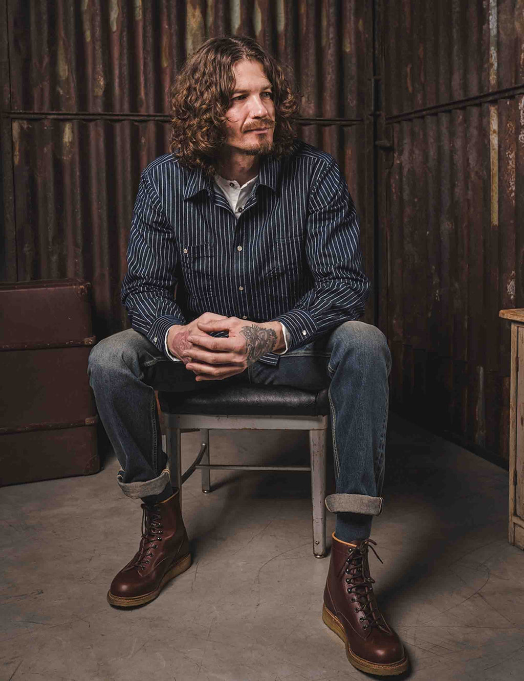 1937 Roamer Shirt - Blue Wabash Denim