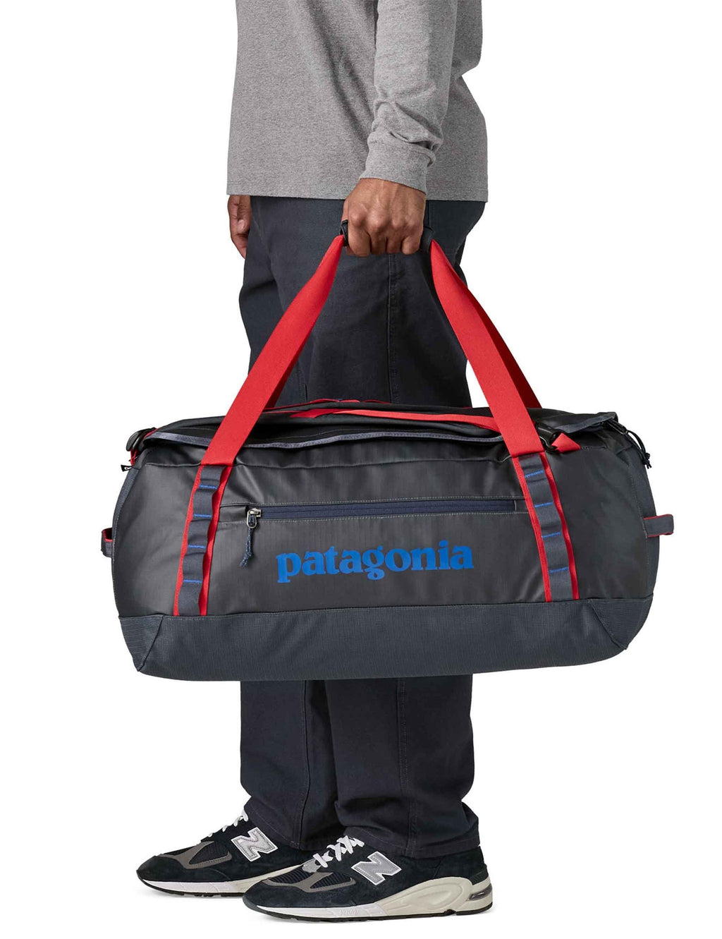 Black Hole Duffel Bag 55L - Smolder Blue w/Amanita Red