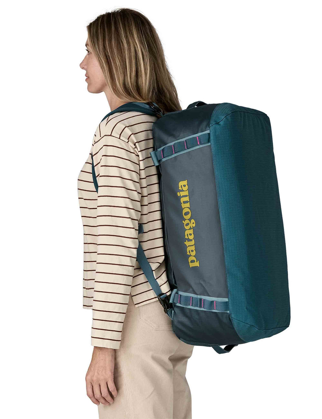 Black Hole Duffel Bag 55L - Tidal Teal w/Luminous Pink