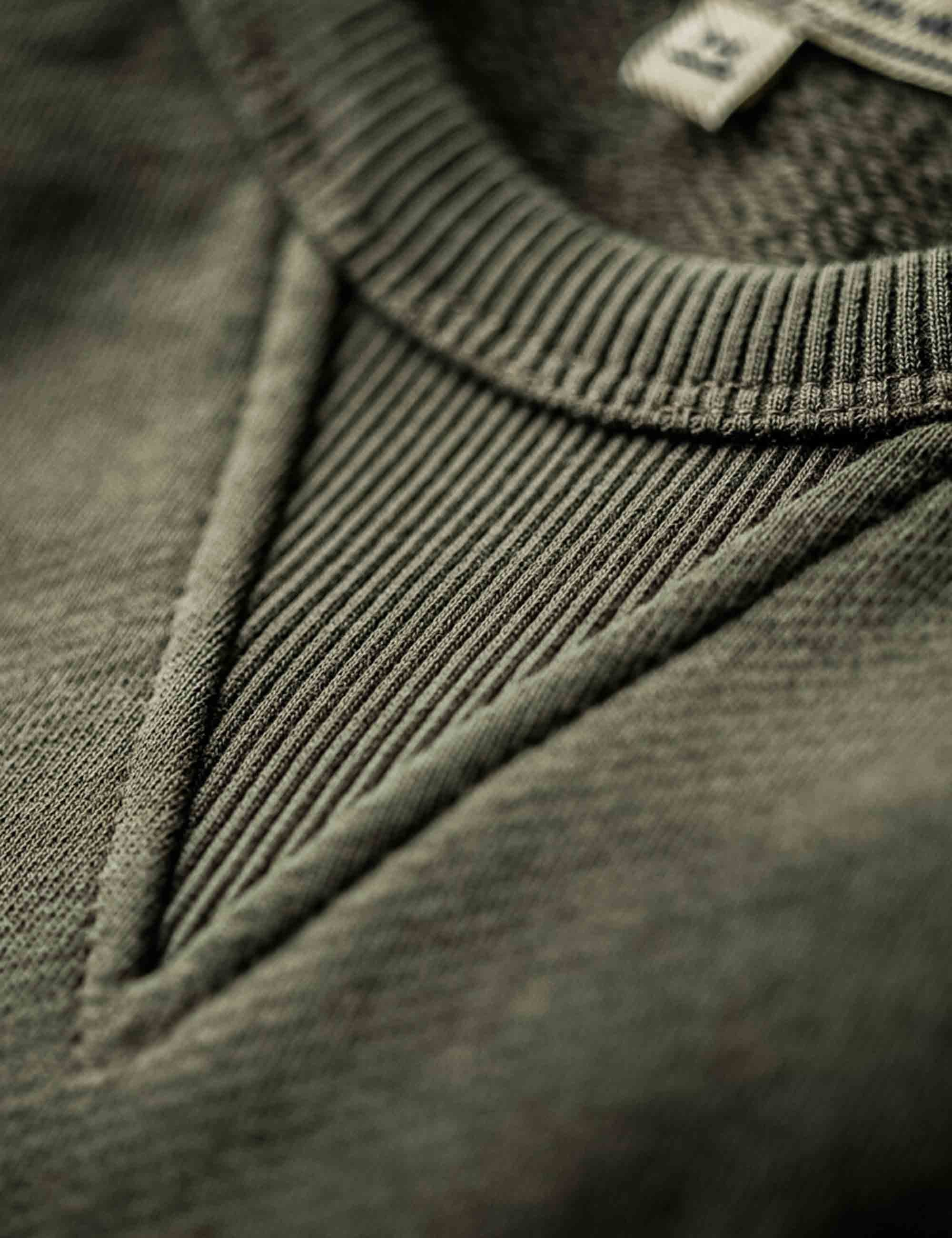 AND Sons Finch Saddle Sleeve Crew Sweat - Forest Green