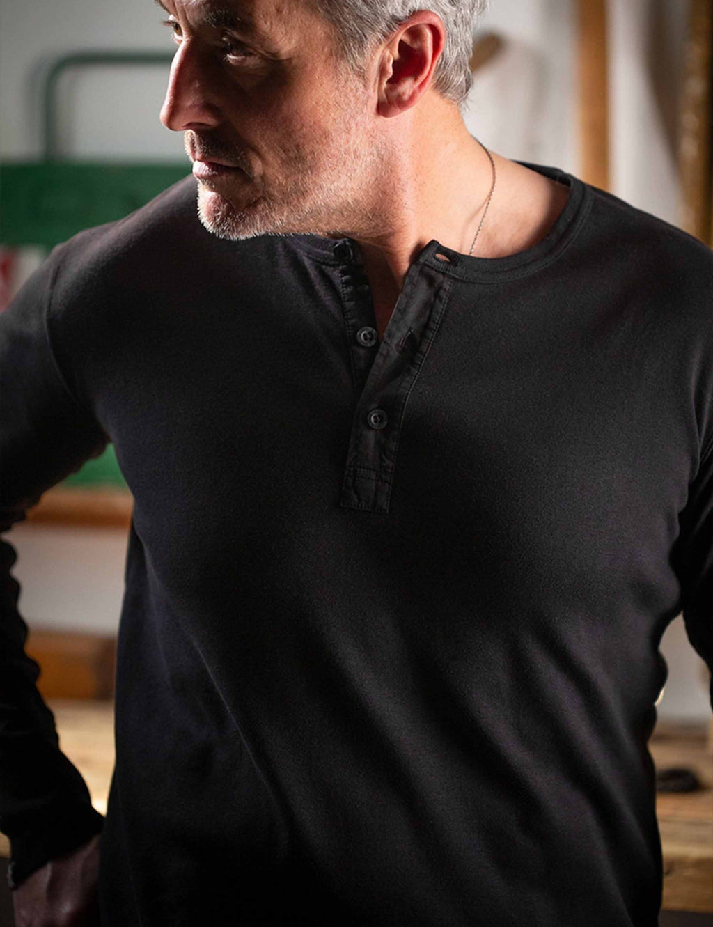 The New Elder Henley Shirt - Black