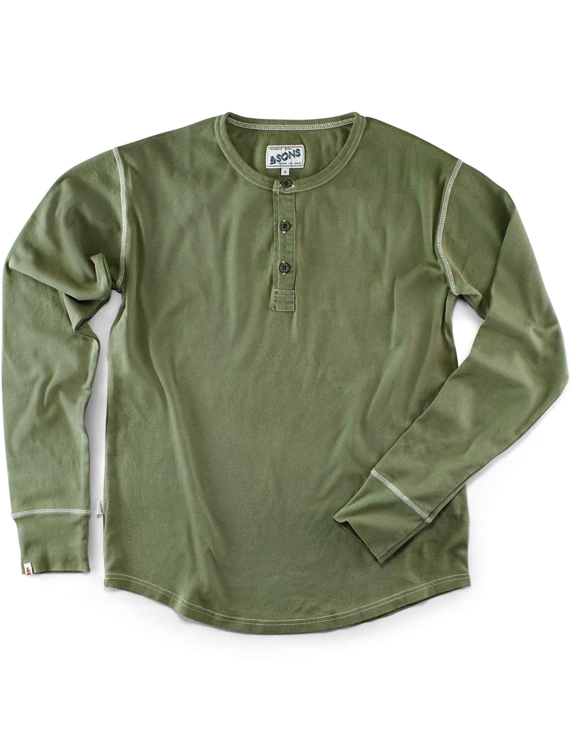AND Sons The New Elder Henley Shirt - Army Green