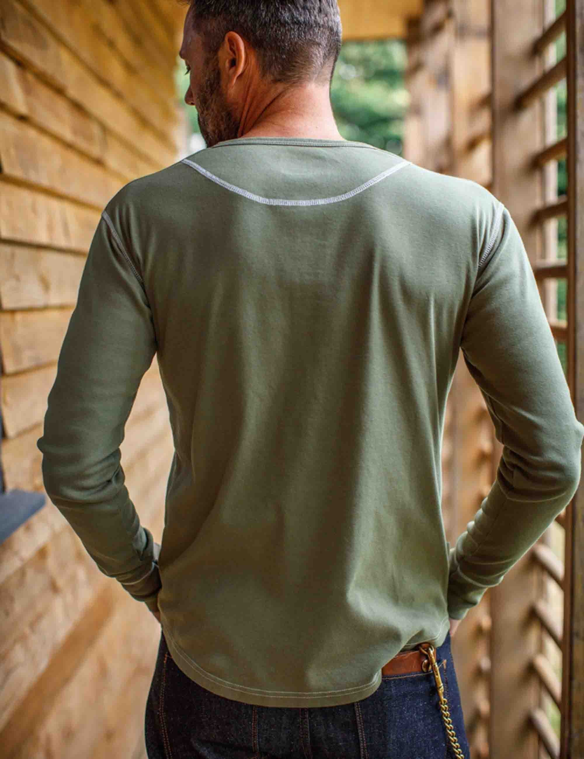 AND Sons The New Elder Henley Shirt - Army Green