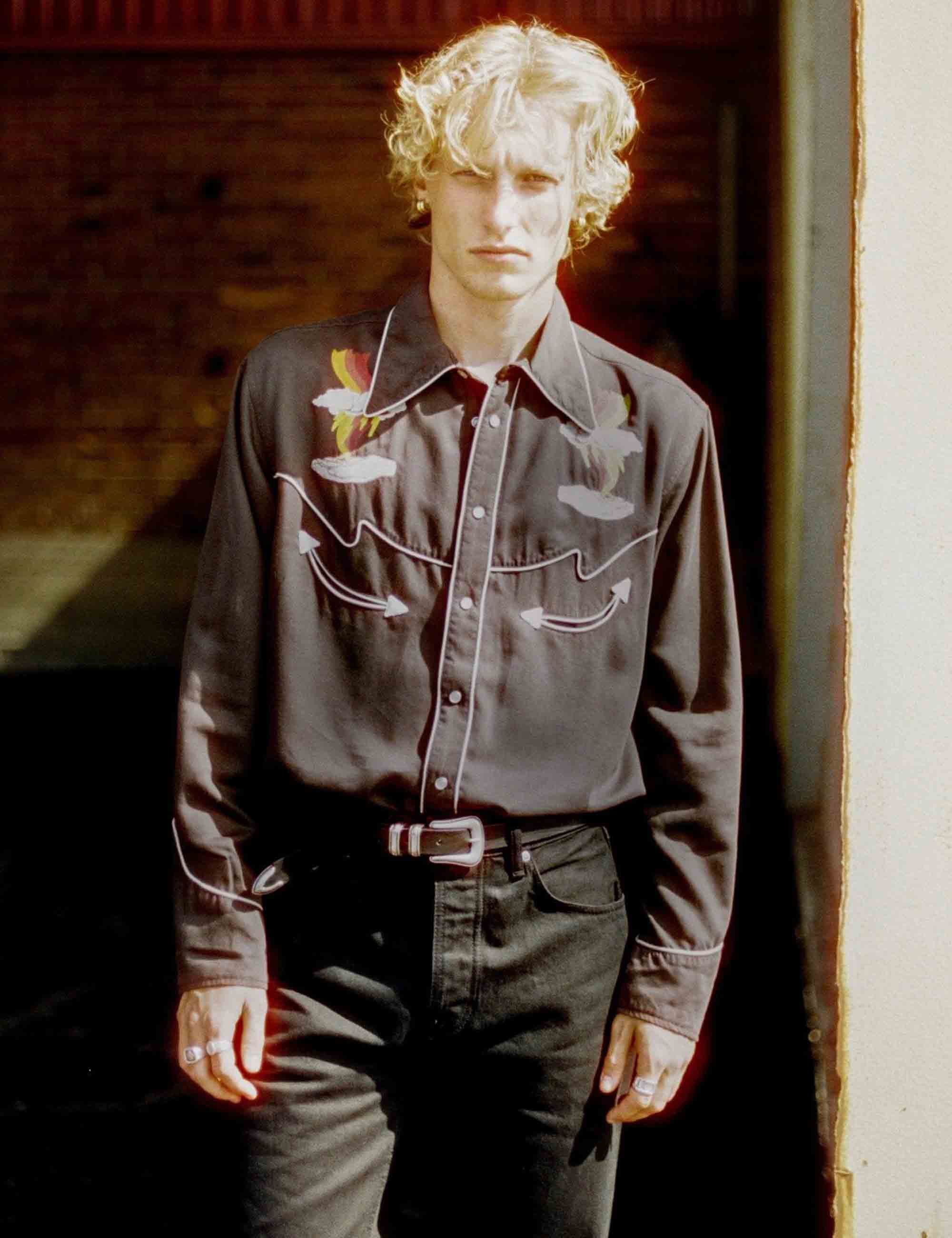 Nudie Jeans Gonzo Western Shirt - Sunburns Black/Brown