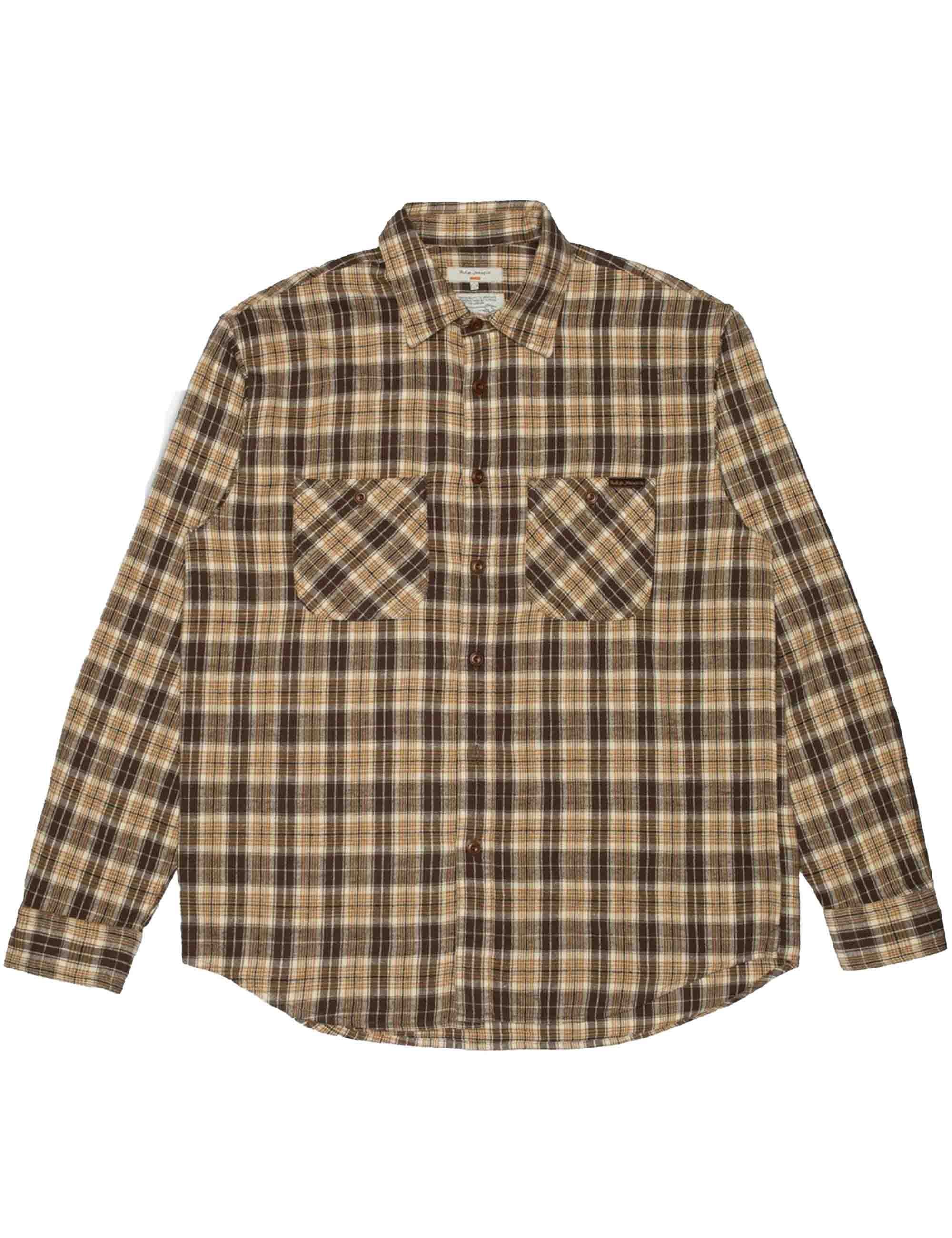 Nudie Jeans Julian Worker Check Shirt - Brown