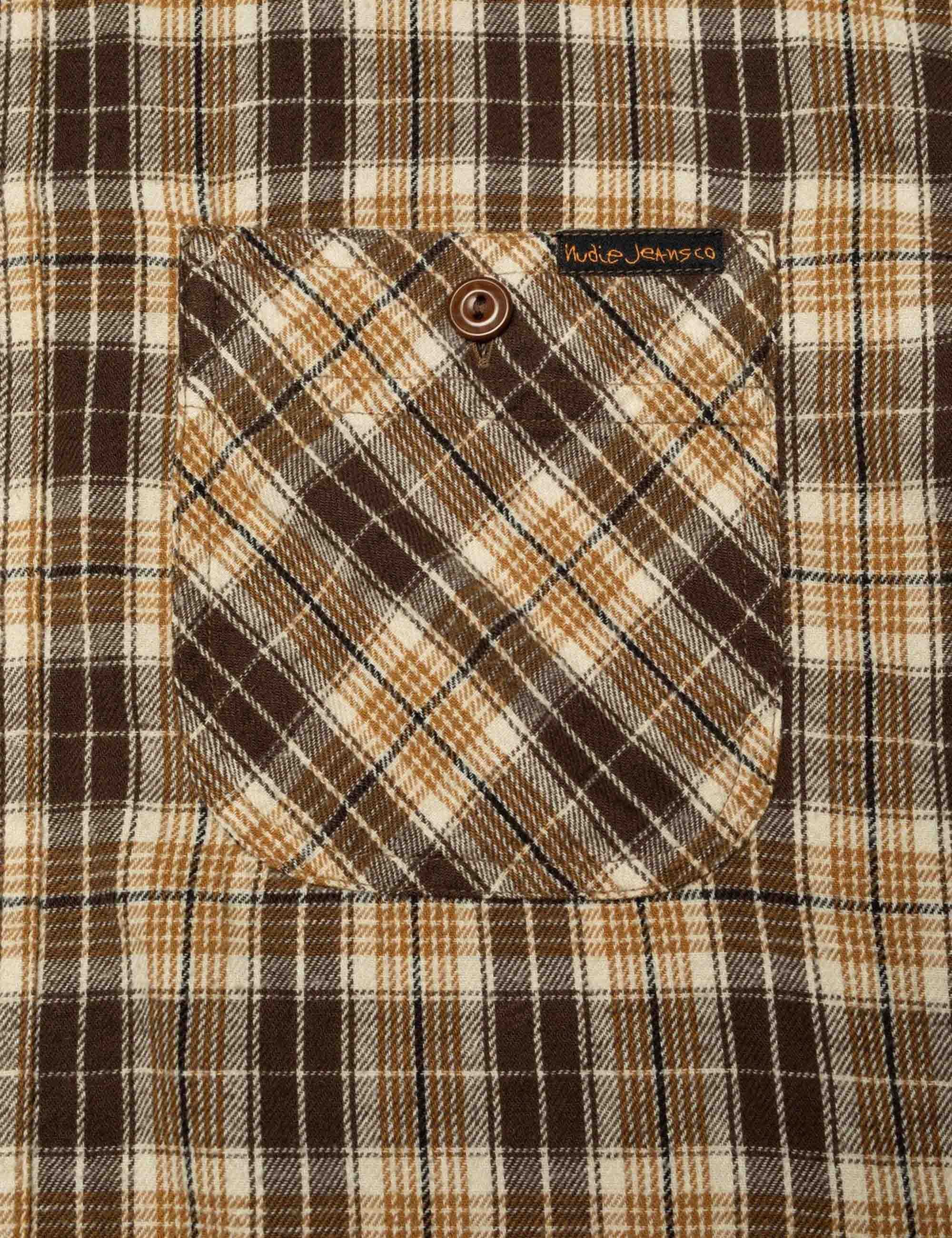 Nudie Jeans Julian Worker Check Shirt - Brown