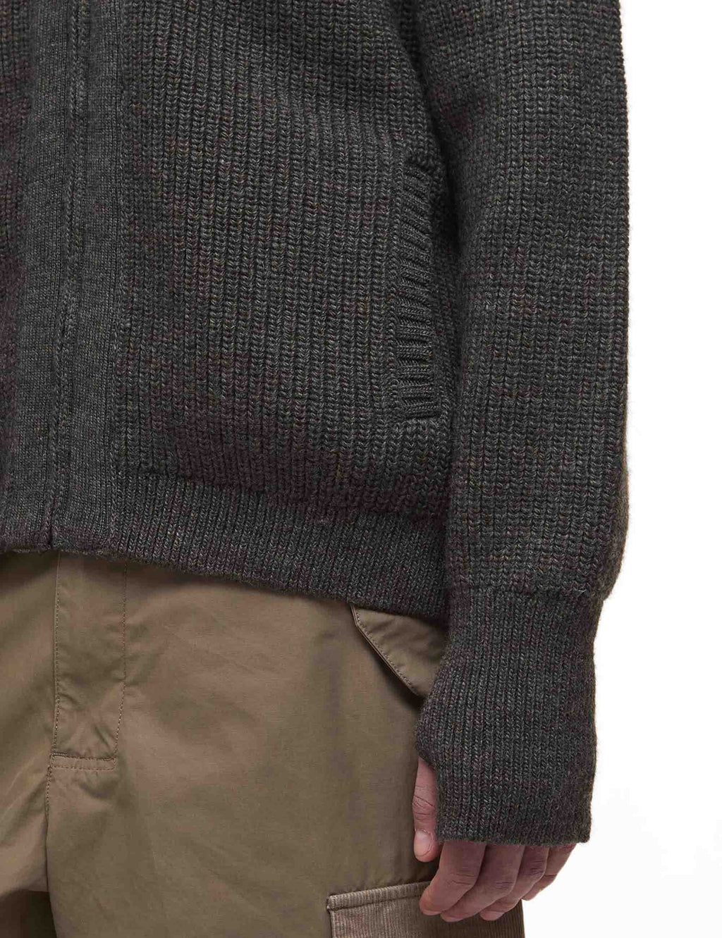 Garthman Knitted Zip-Up Jumper - Olive Ink