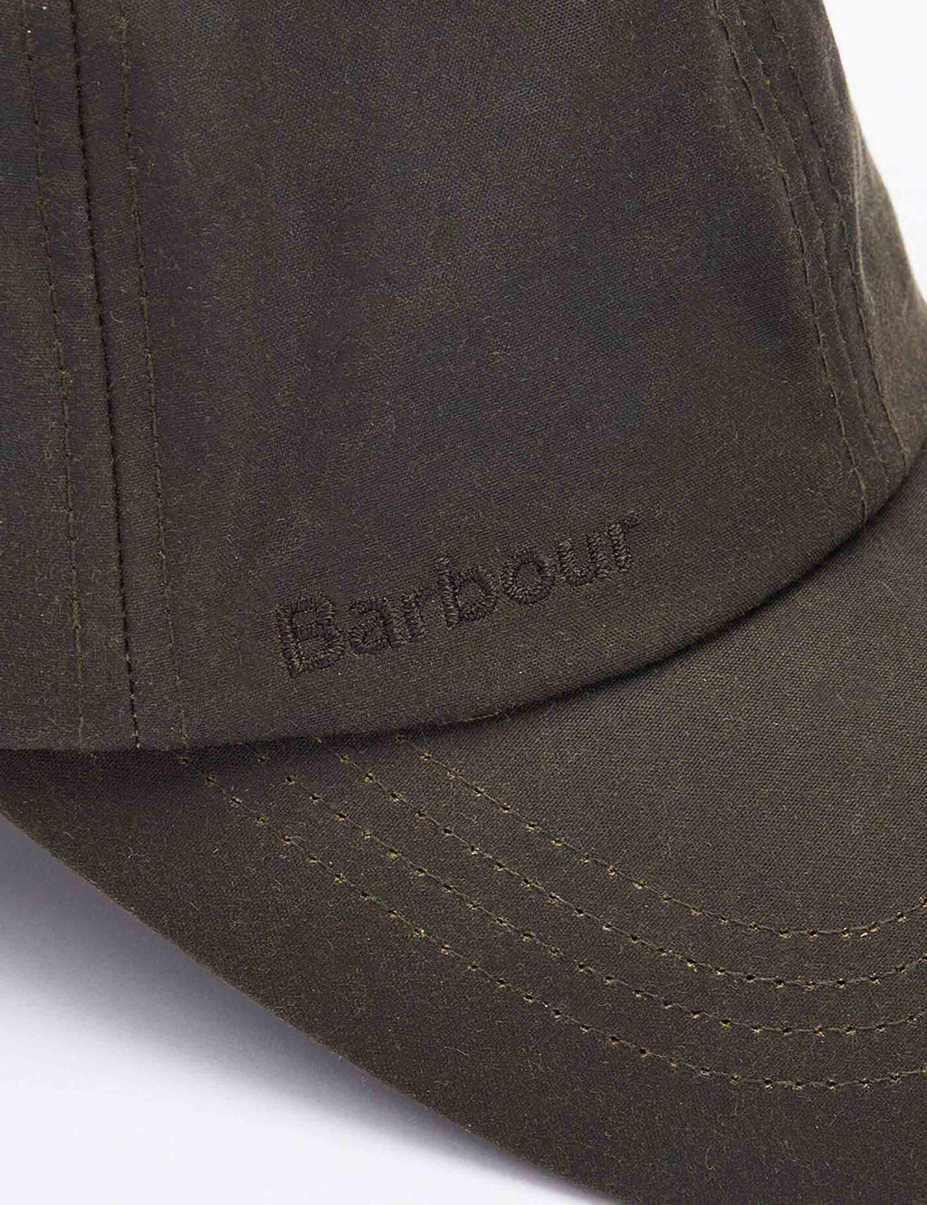 Waxed sports cap with Barbour logo on dark olive front panel