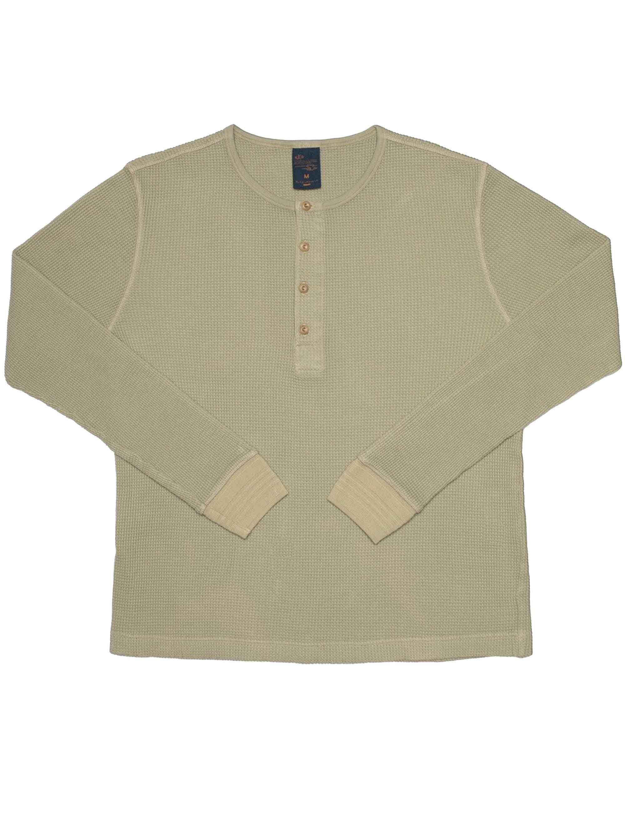 Nudie Jeans Henley Waffle Long Sleeve Top - Desert