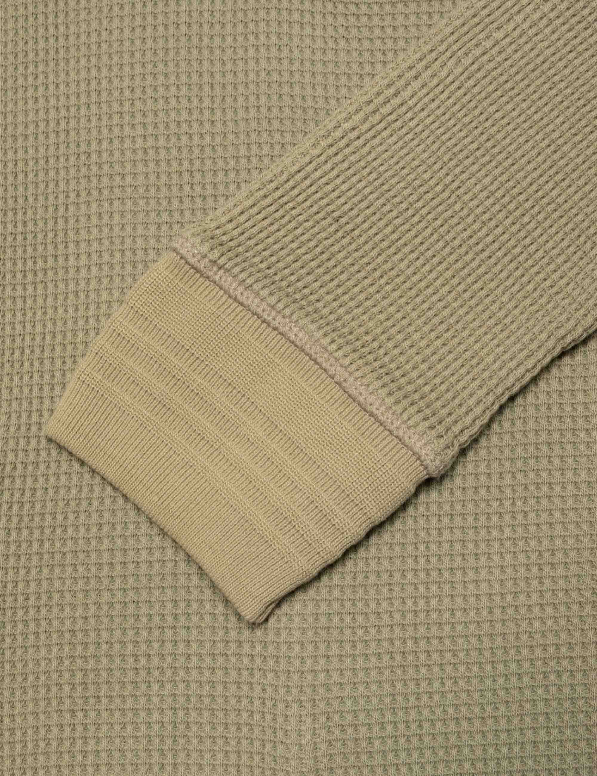 Nudie Jeans Henley Waffle Long Sleeve Top - Desert