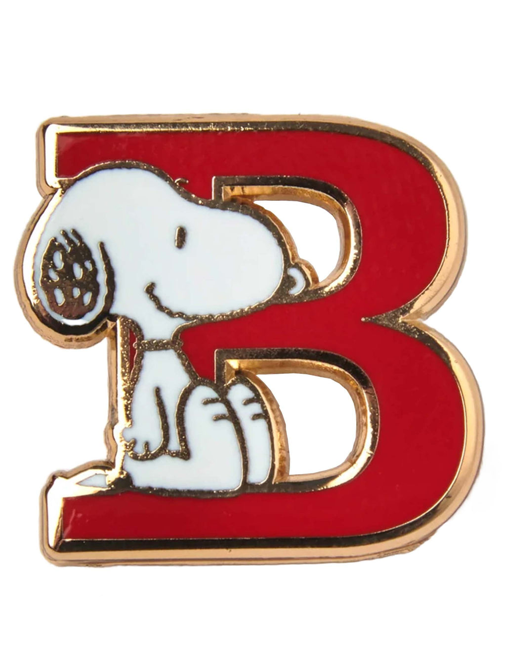 Enamel pin badge with Snoopy and red letter B