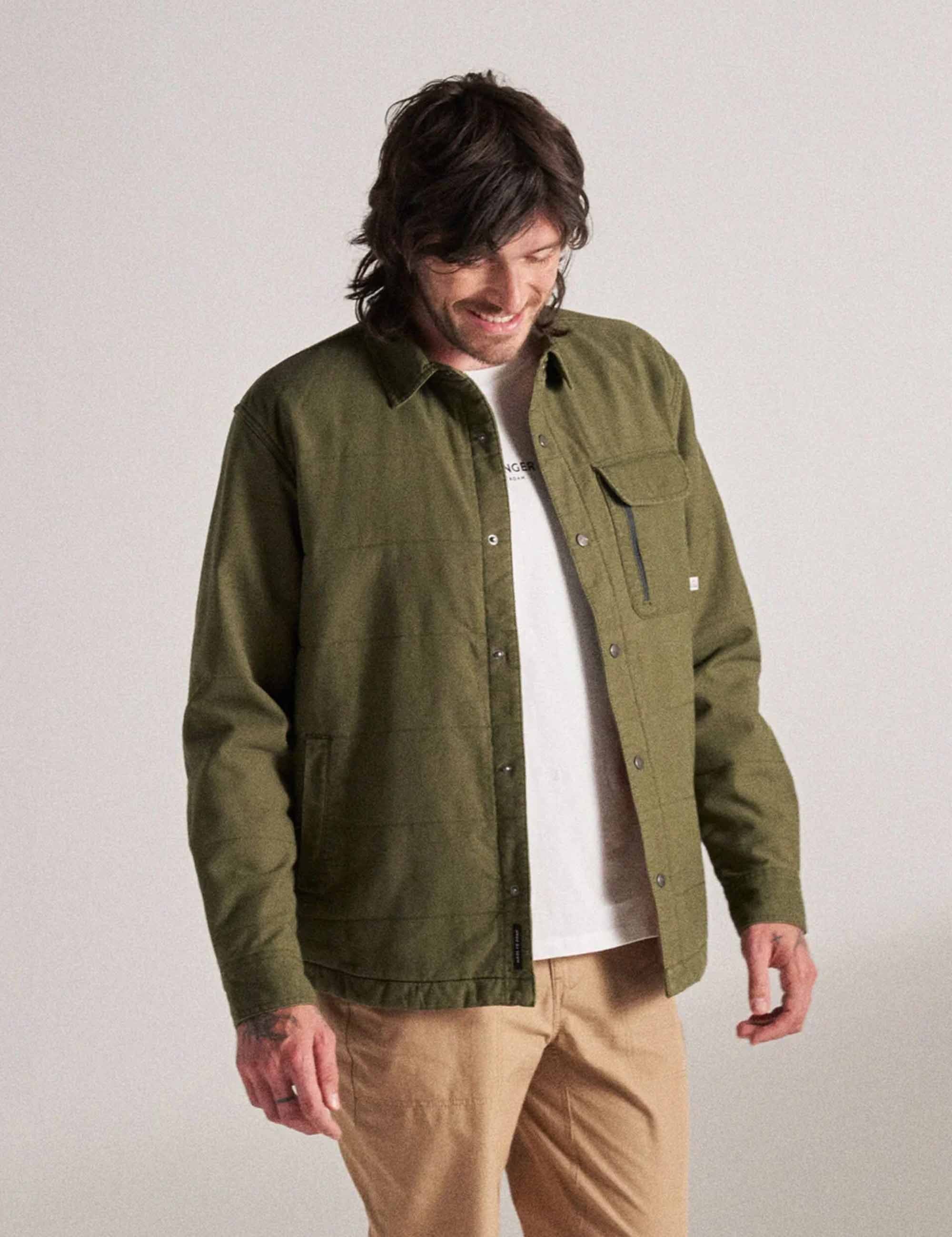 Passenger Taranaki Canvas Quilted Overshirt - Khaki
