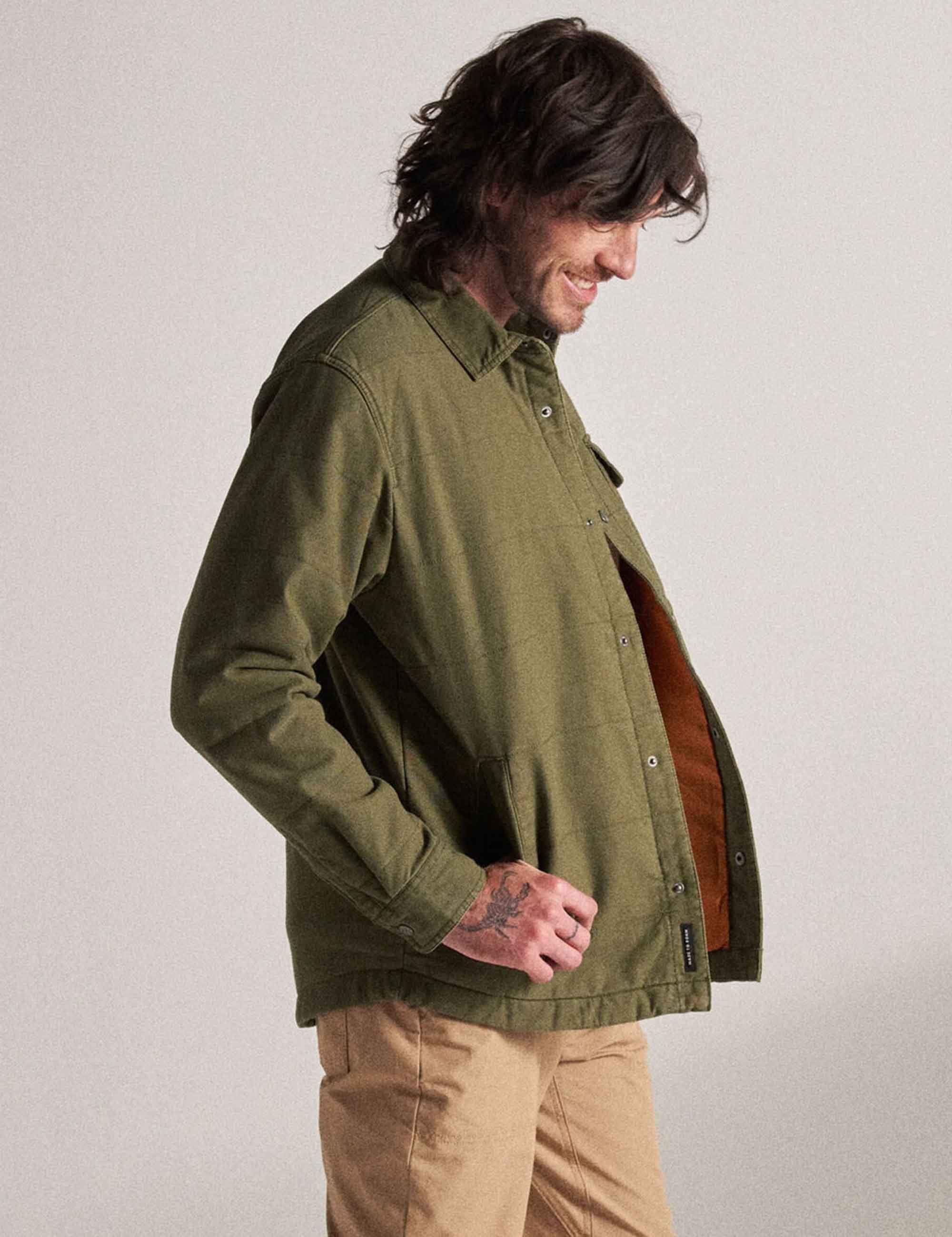 Passenger Taranaki Canvas Quilted Overshirt - Khaki