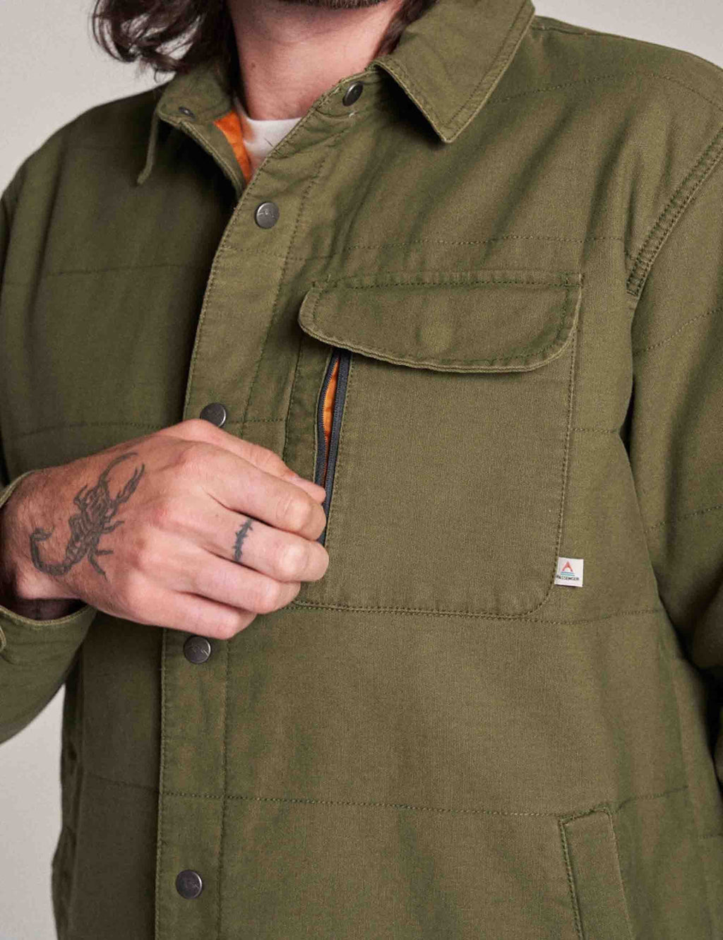 Taranaki Canvas Quilted Overshirt - Khaki