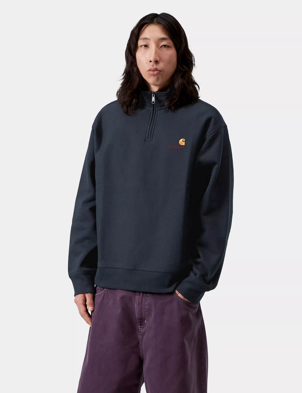 American Script Half Zip Sweatshirt - Deep Night
