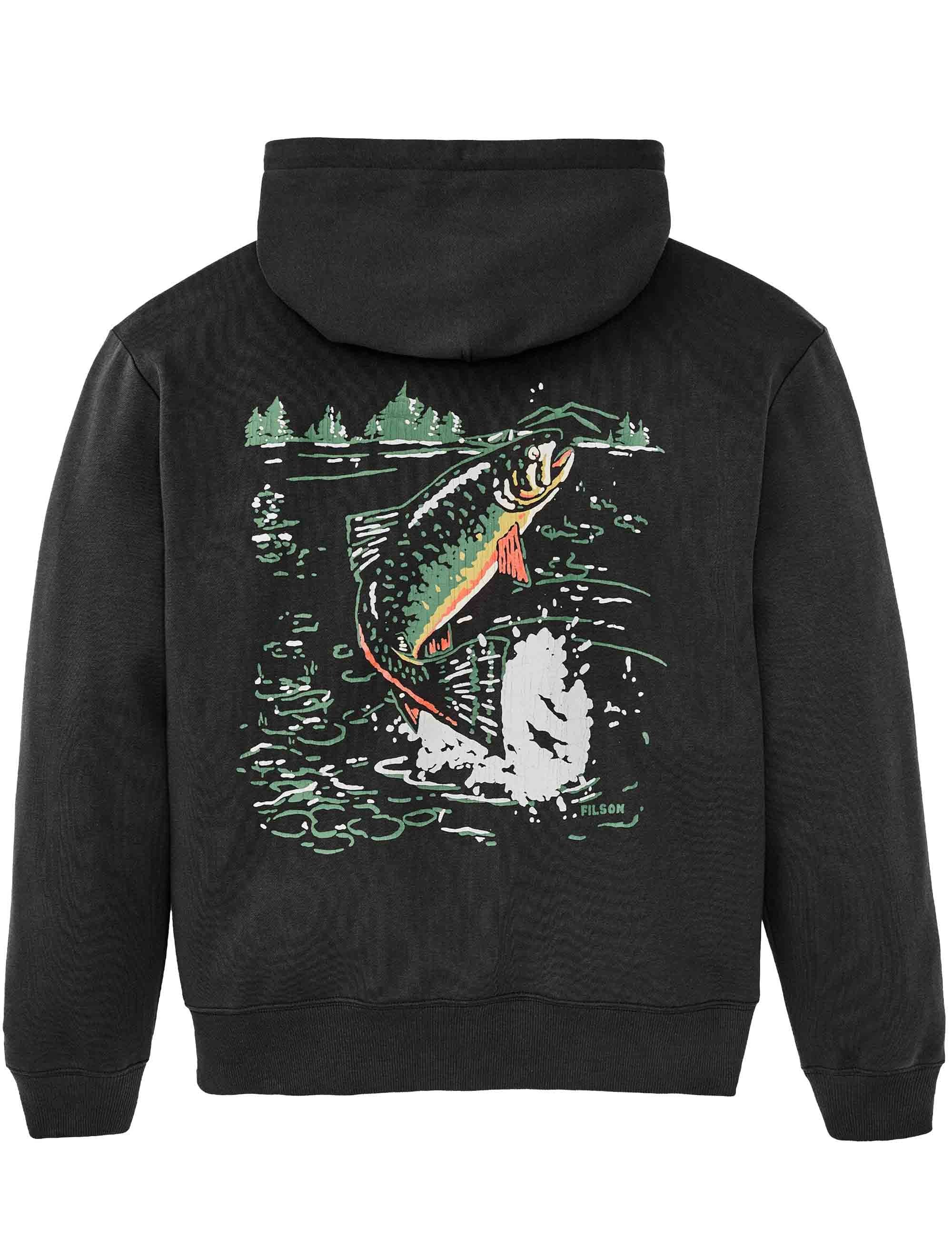Trout Graphic Hoodie - Faded Black