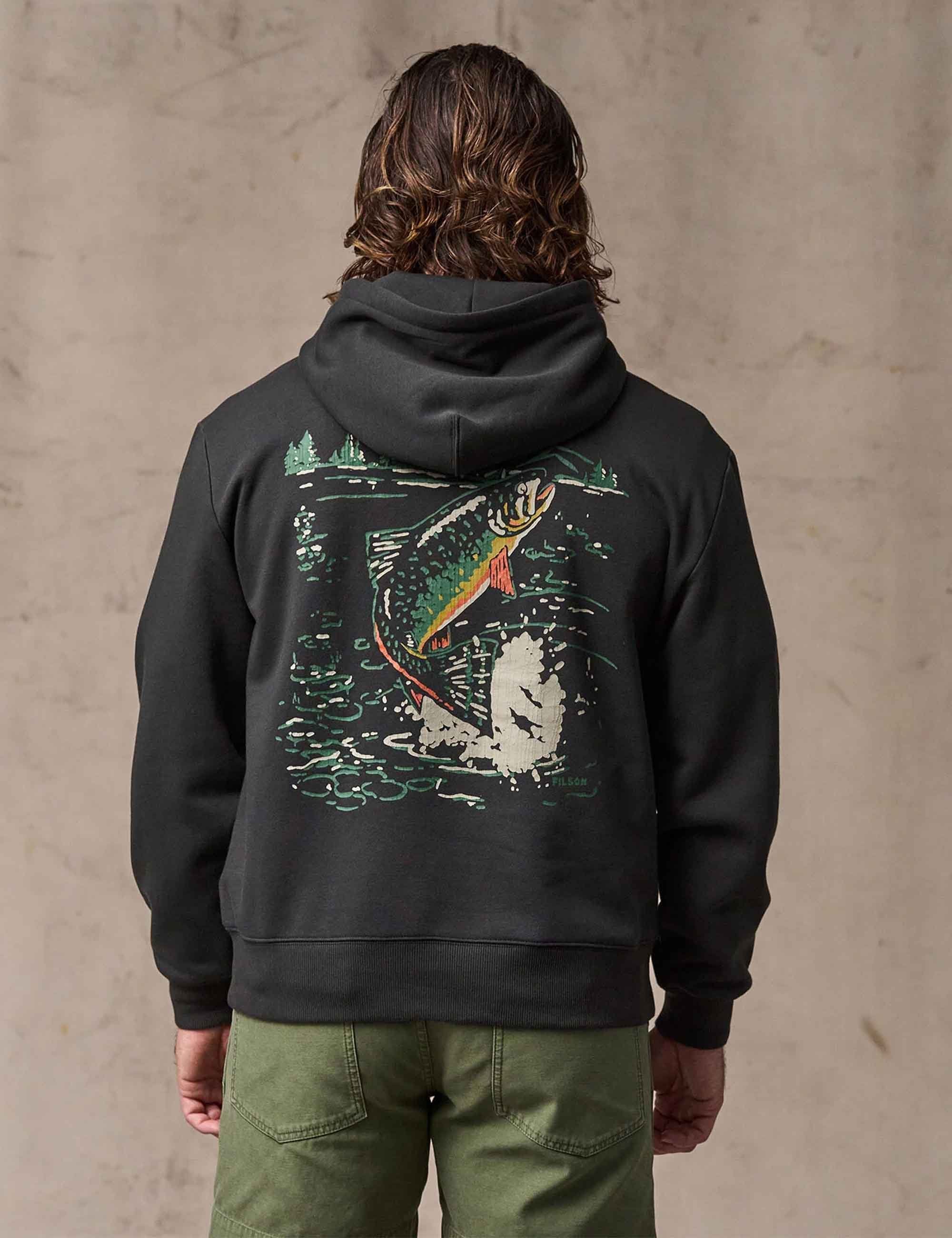 Trout Graphic Hoodie - Faded Black