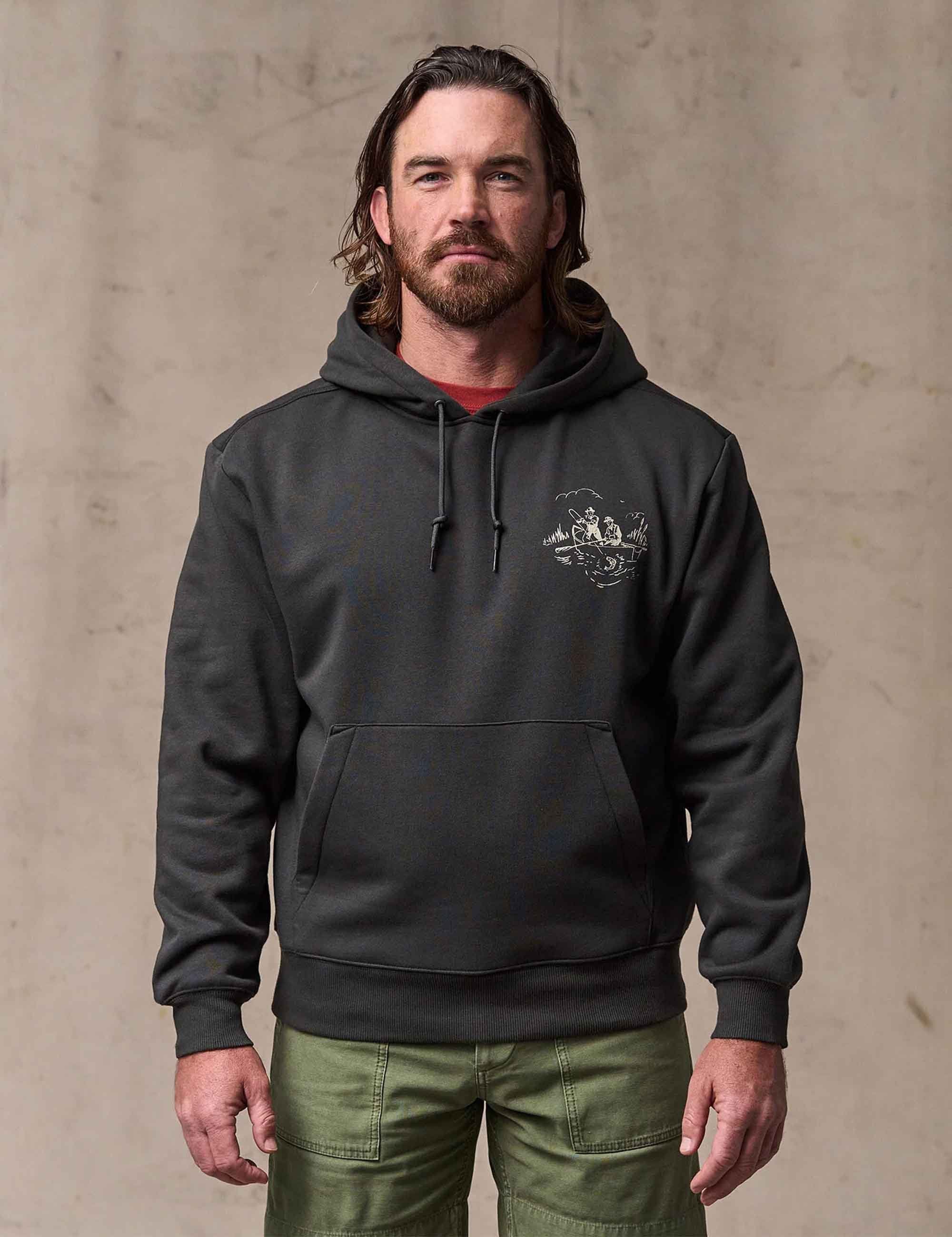 Trout Graphic Hoodie - Faded Black