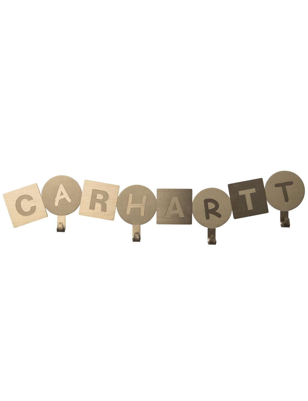 Gold letter-shaped coat wall hook set with five hanging pegs