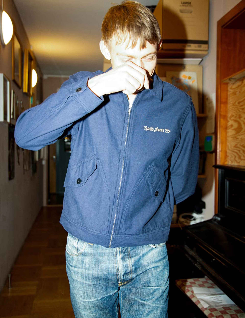 Blake Zip Jacket Back Sateen - Navy
