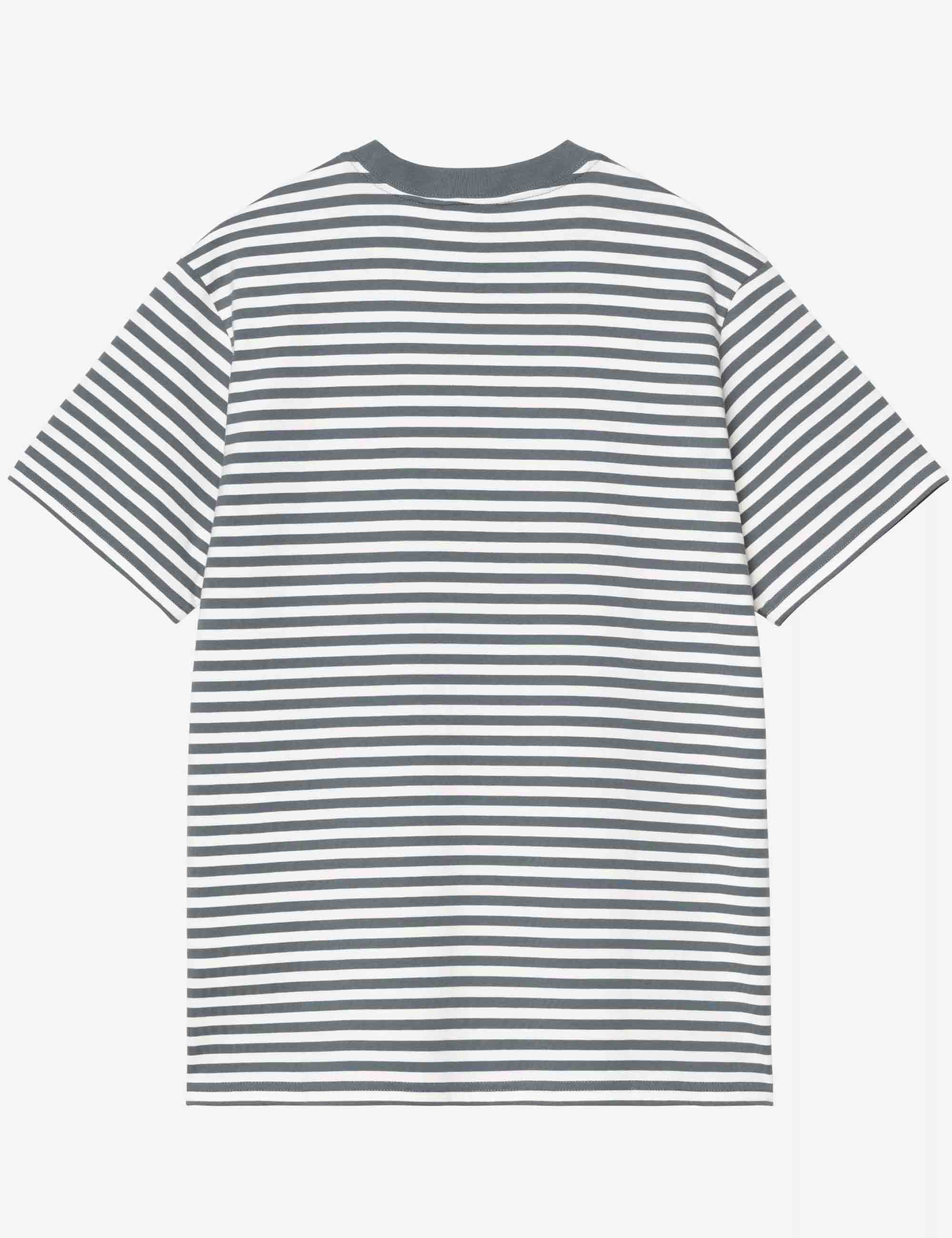 Carhartt WIP Ezra Pocket T-Shirt - Ezra Stripe, Cozy Blue/Wax