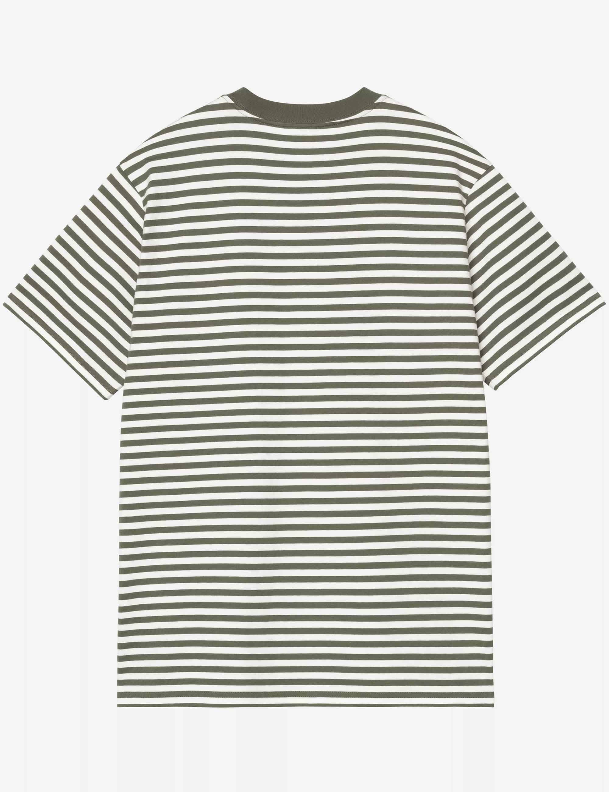 Carhartt WIP Ezra Pocket T-Shirt - Ezra Stripe, Leaf/Wax
