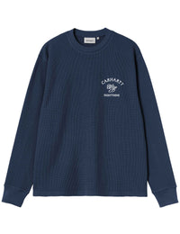 Eightynine Waffle Long Sleeve T-Shirt - Jupiter/White