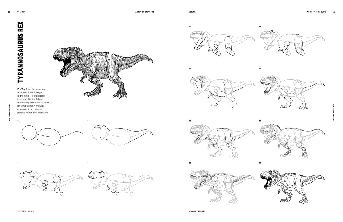 Vault Editions UK How to Draw Dinosaurs, a Step by Step Guide for Beginners