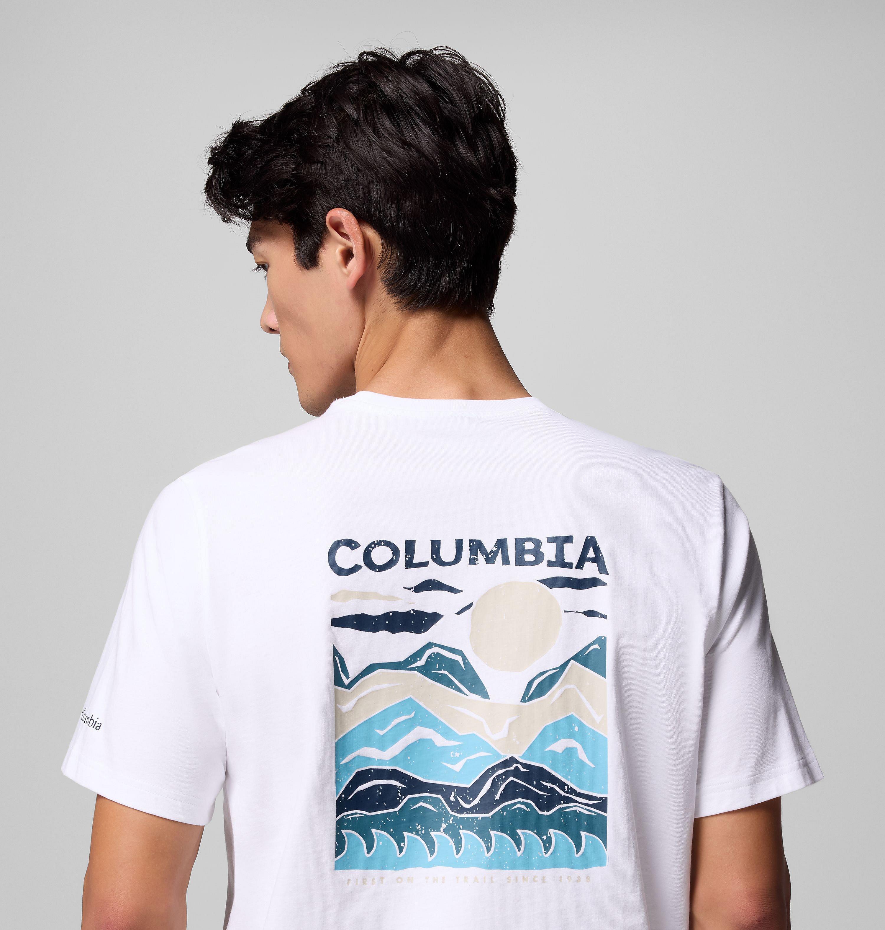 Columbia Explorers Canyon Back T-Shirt - White, Peaks and Waves