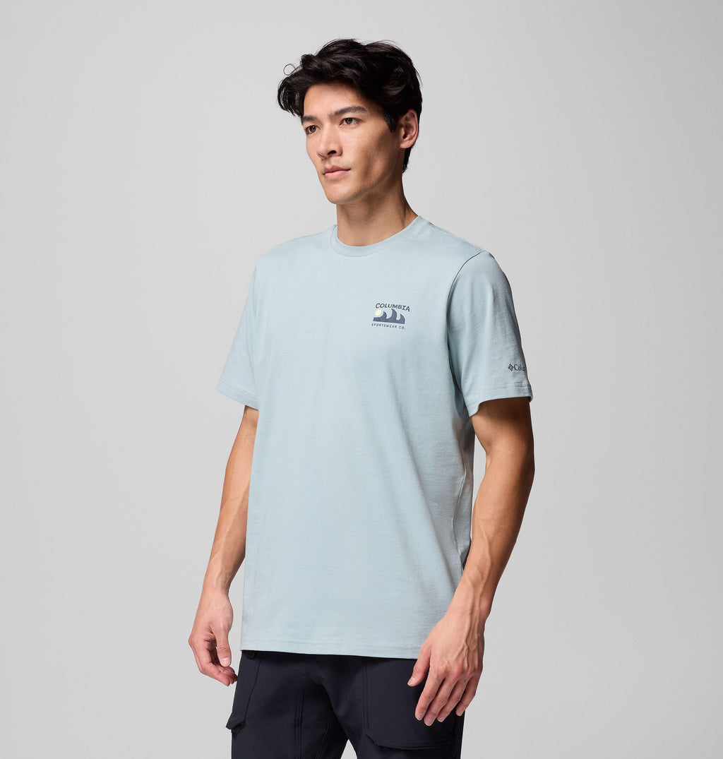 Columbia Explorers Canyon Back SS Tee in Crushed Blue, Peaks and Waves - view a1