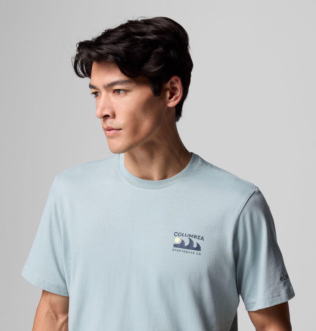 Columbia Explorers Canyon Back SS Tee in Crushed Blue, Peaks and Waves - view a2
