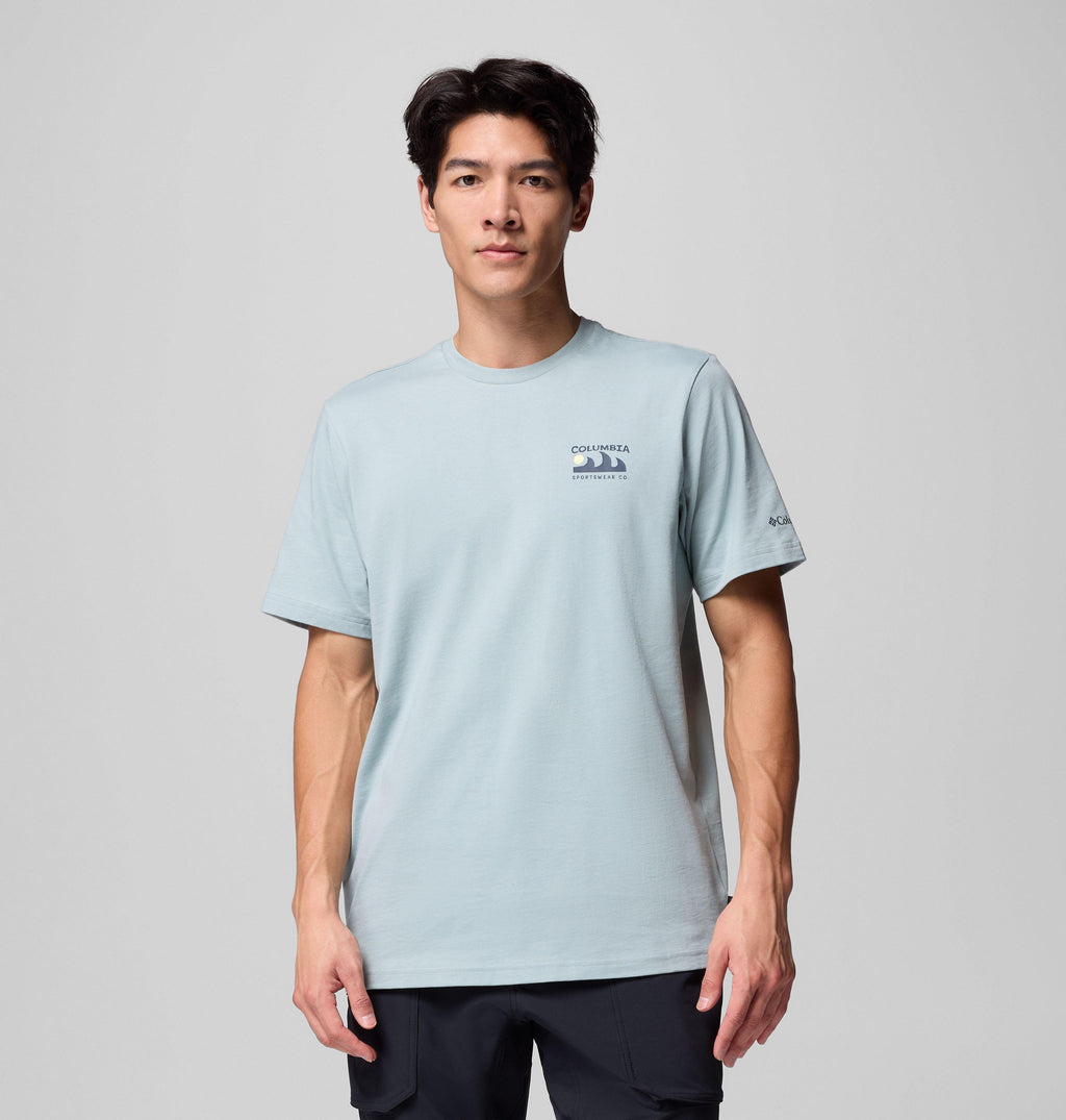 Columbia Explorers Canyon Back SS Tee in Crushed Blue, Peaks and Waves - back