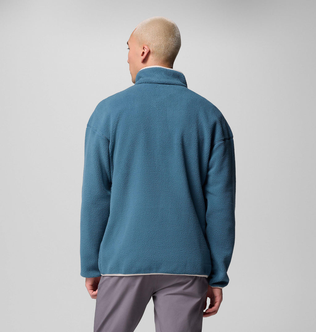 Men’s Everblue half-snap fleece pullover, back view, stand collar