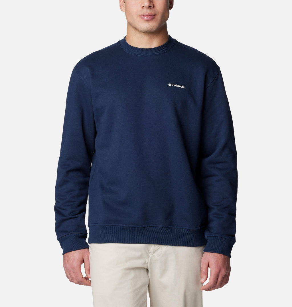 Columbia navy crewneck sweatshirt with small chest logo, long sleeves