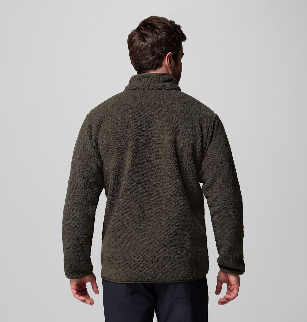 Columbia Rugged Ridge high-pile full-zip fleece jacket, dark olive, back view
