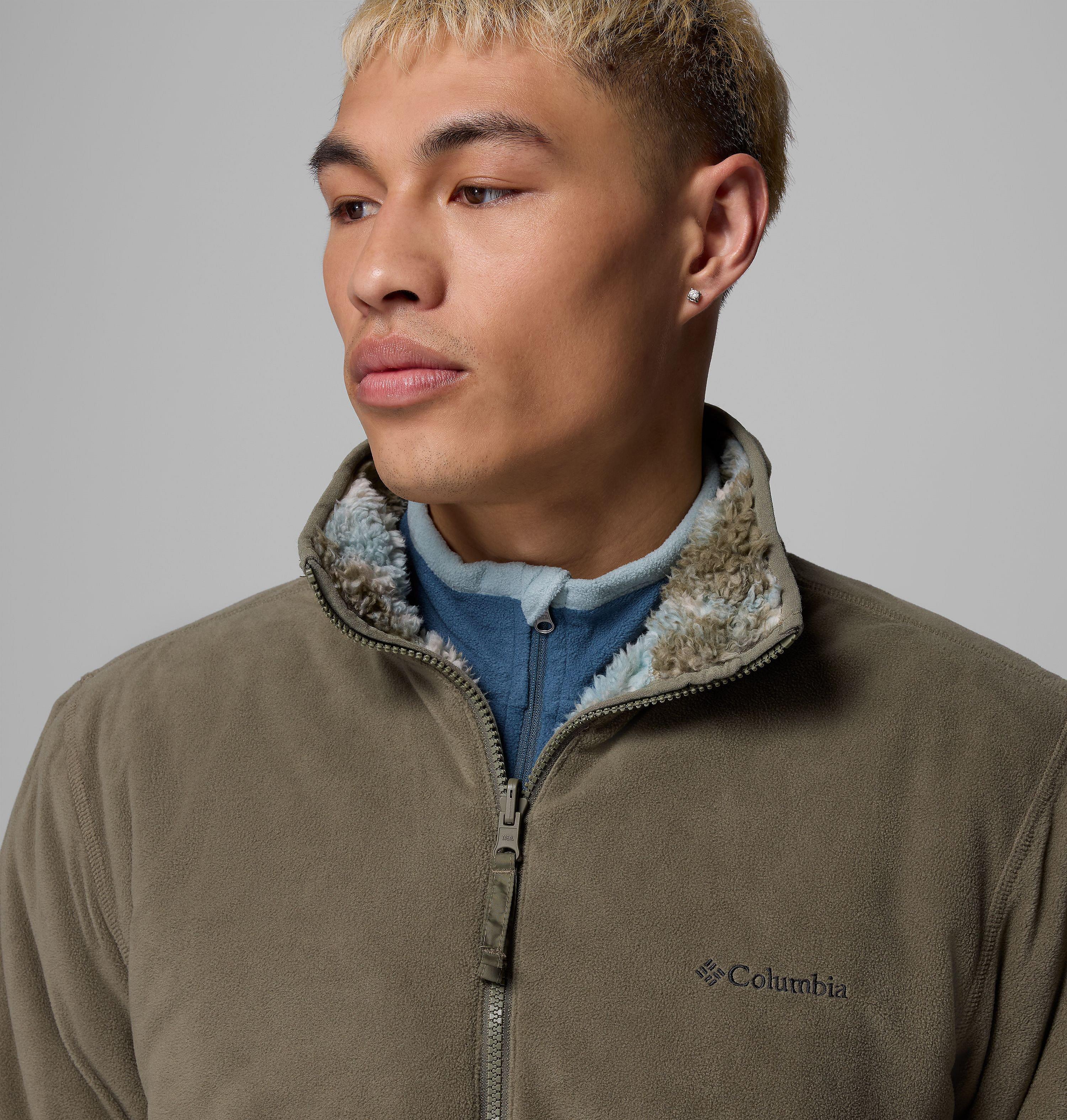Columbia Winter Pass Reversible Fleece Jacket - Stone Green, Tracks