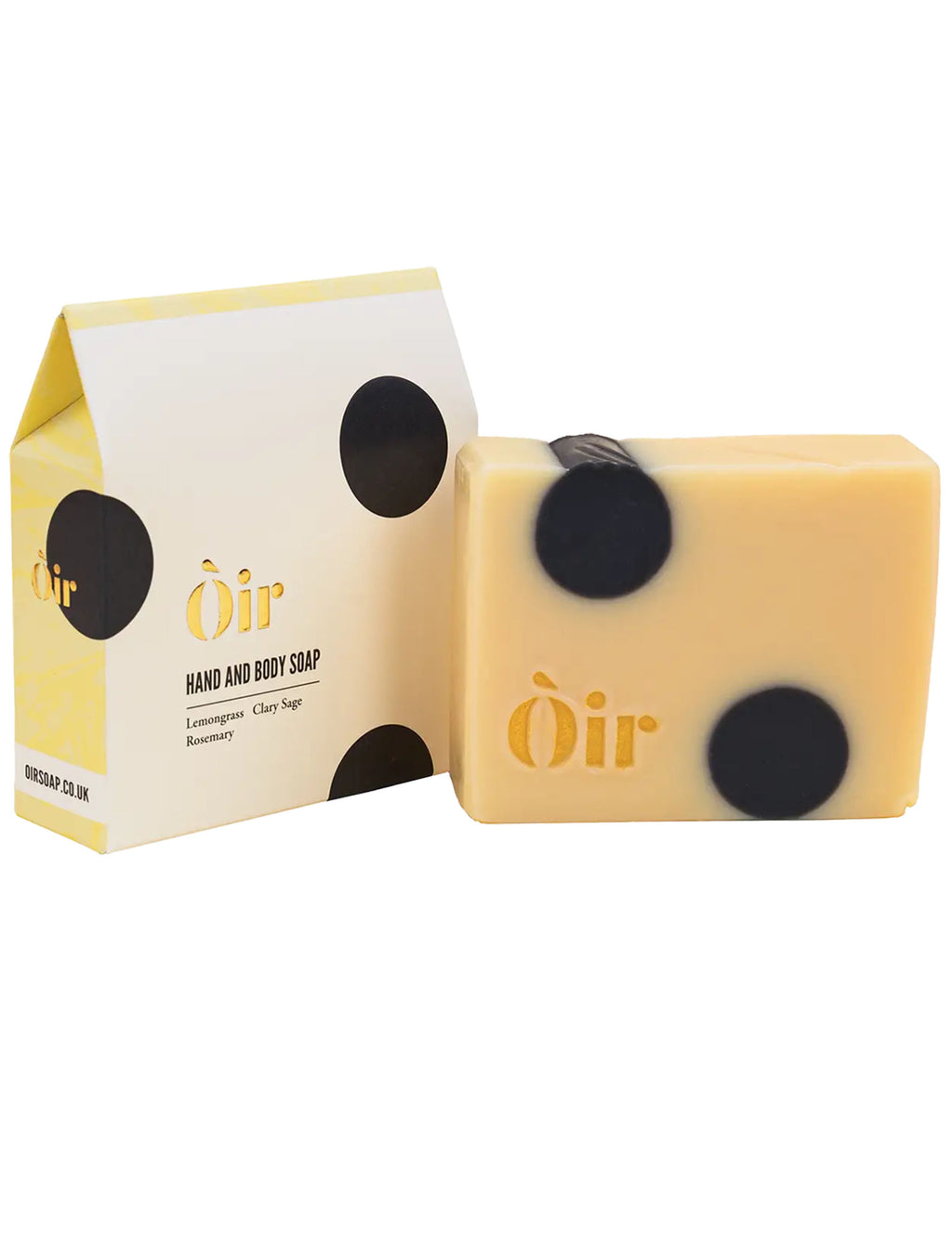 Soap gift set: boxed hand and body soap with cream bar and dark dots