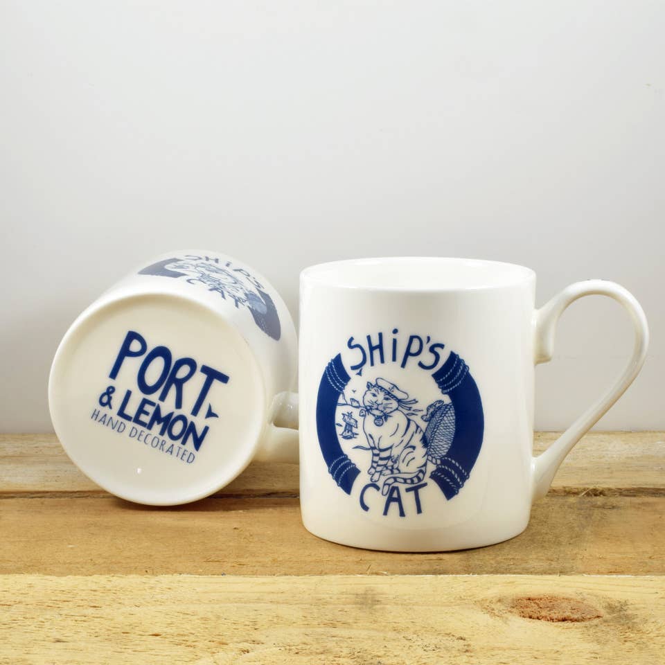 Ship's Cat Hand Decorated Bone China Mug