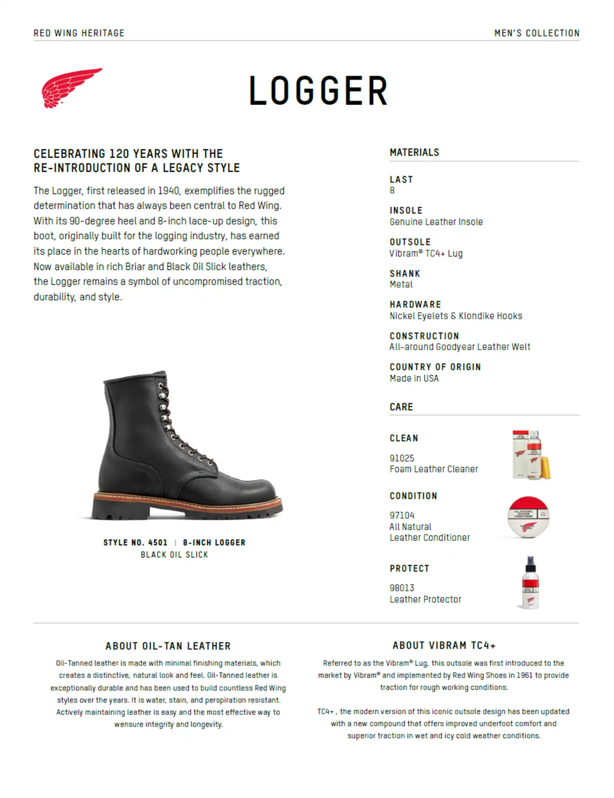 Red Wing 4501 Heritage 8" Logger Boot - Black Oil Slick Leather