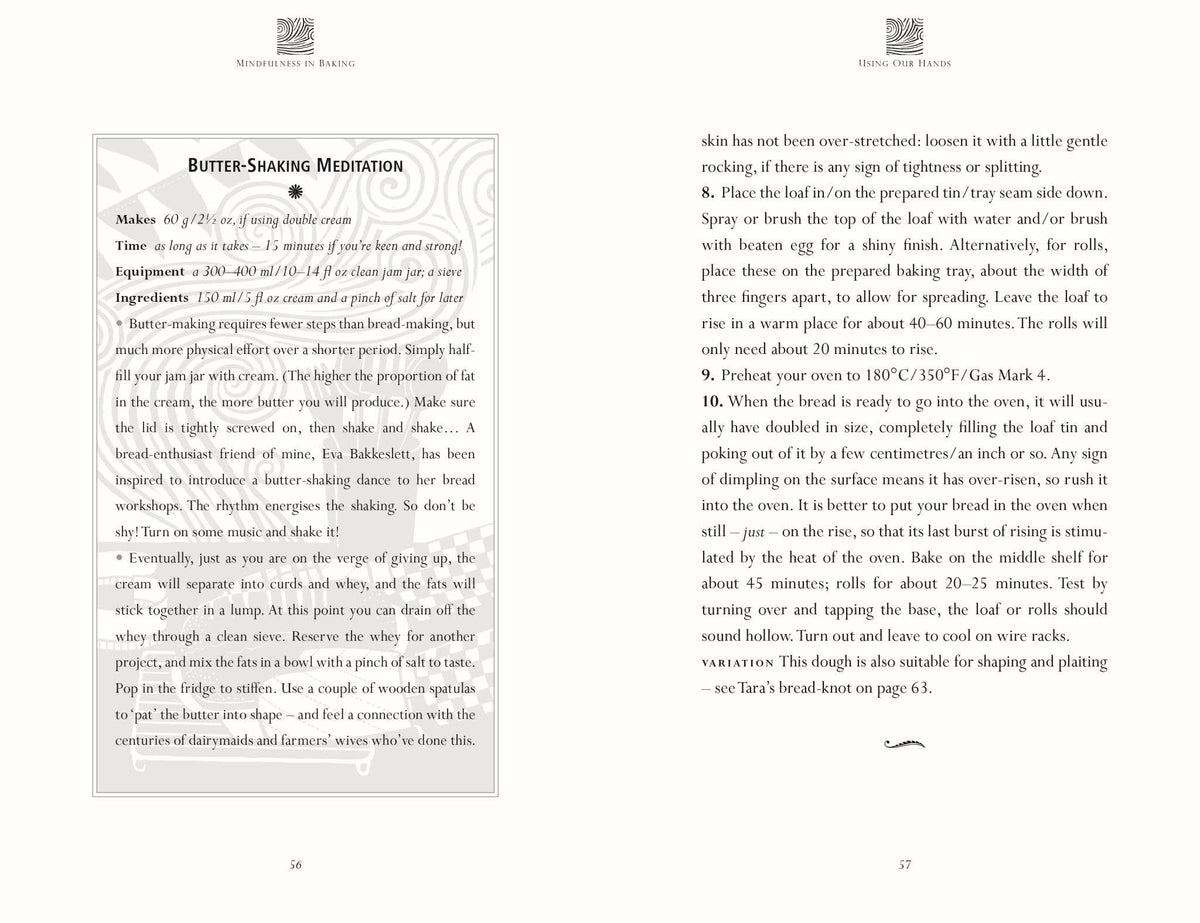 Book interior page: “Butter-Shaking Meditation” with paragraphs on light background