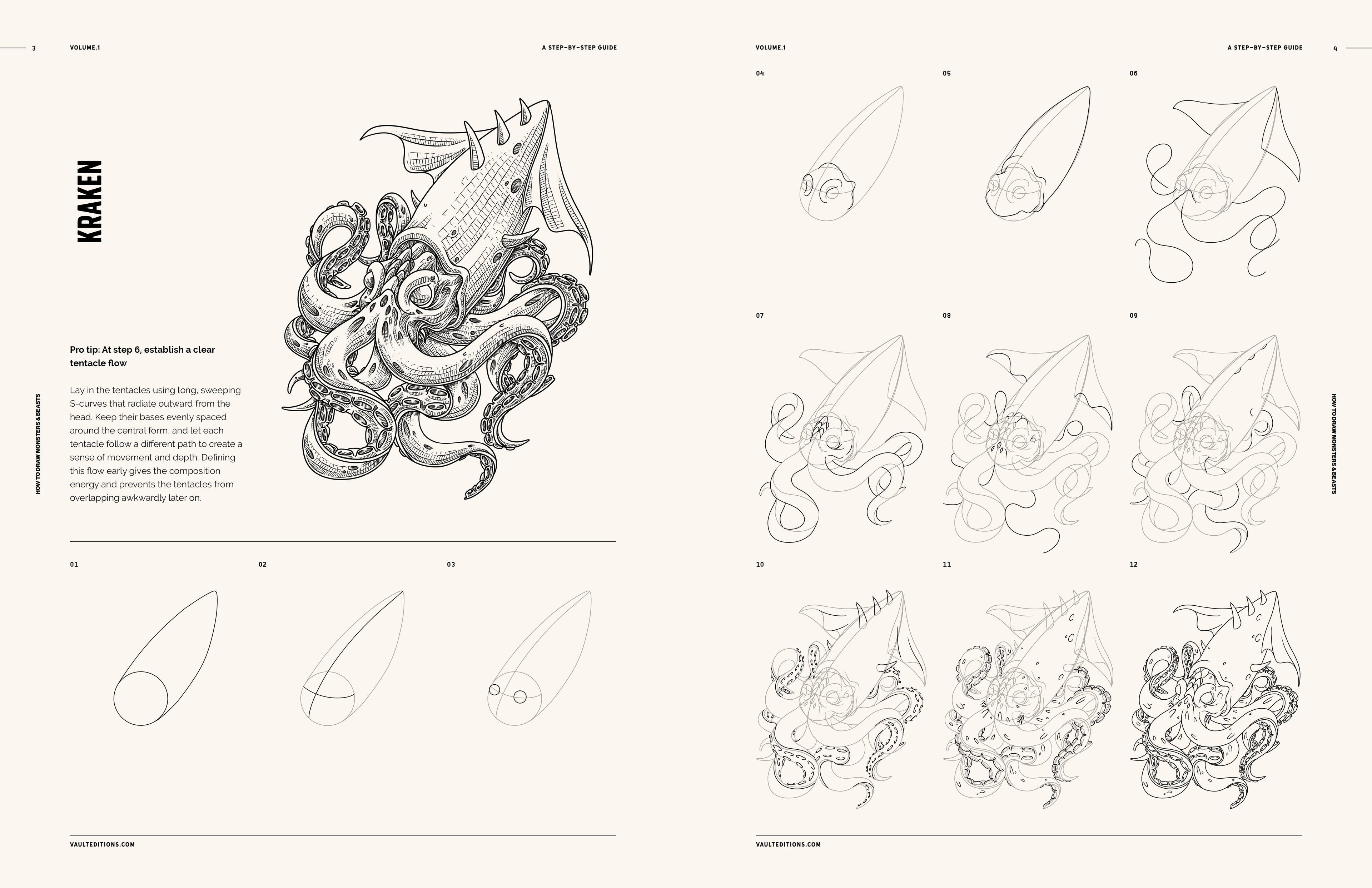 Vault Editions How to Draw Monsters and Beasts Book by James Kale