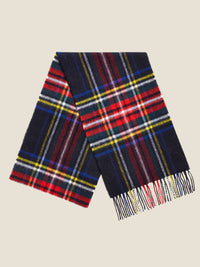 Black Stewart Merino Wool Tartan Scarf