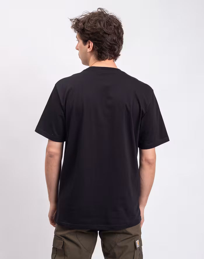 Black crew-neck T-shirt, plain back
