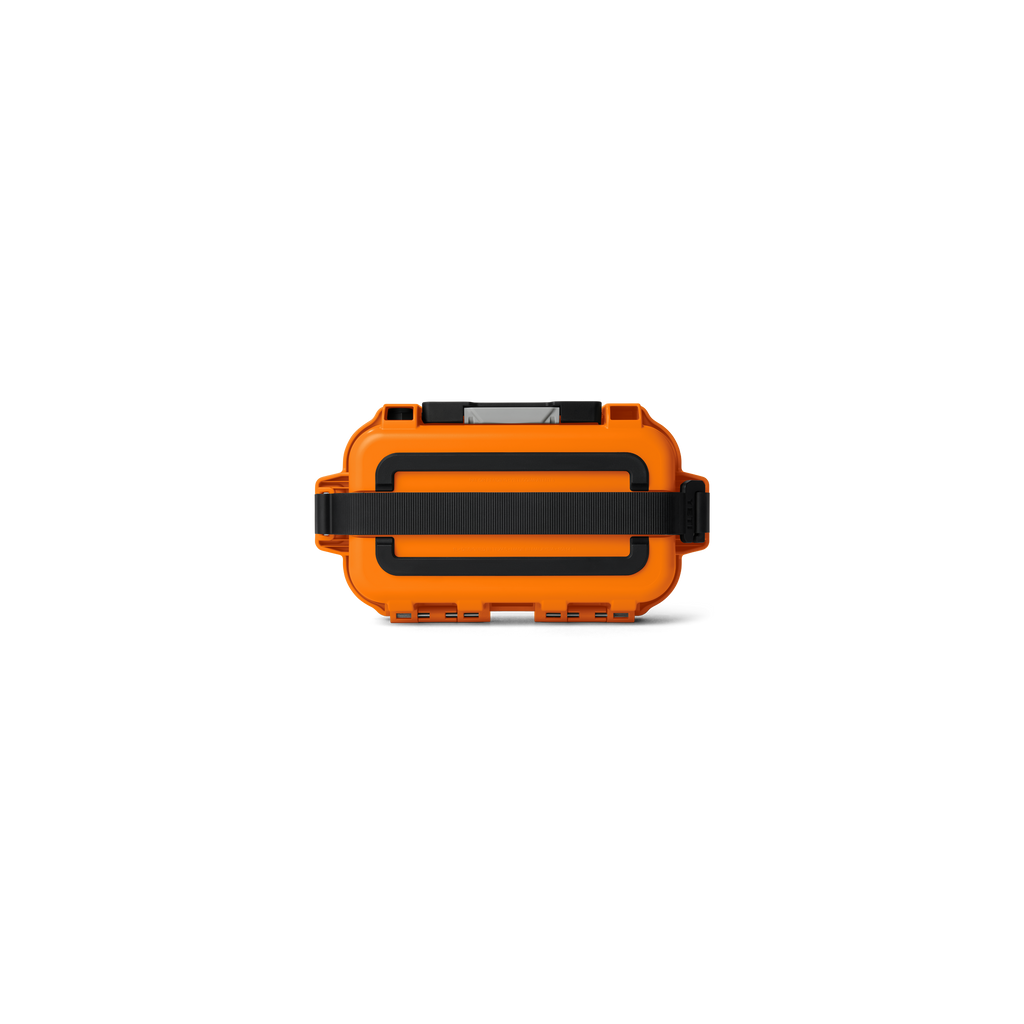Orange hard gear case with black hinge and front latch
