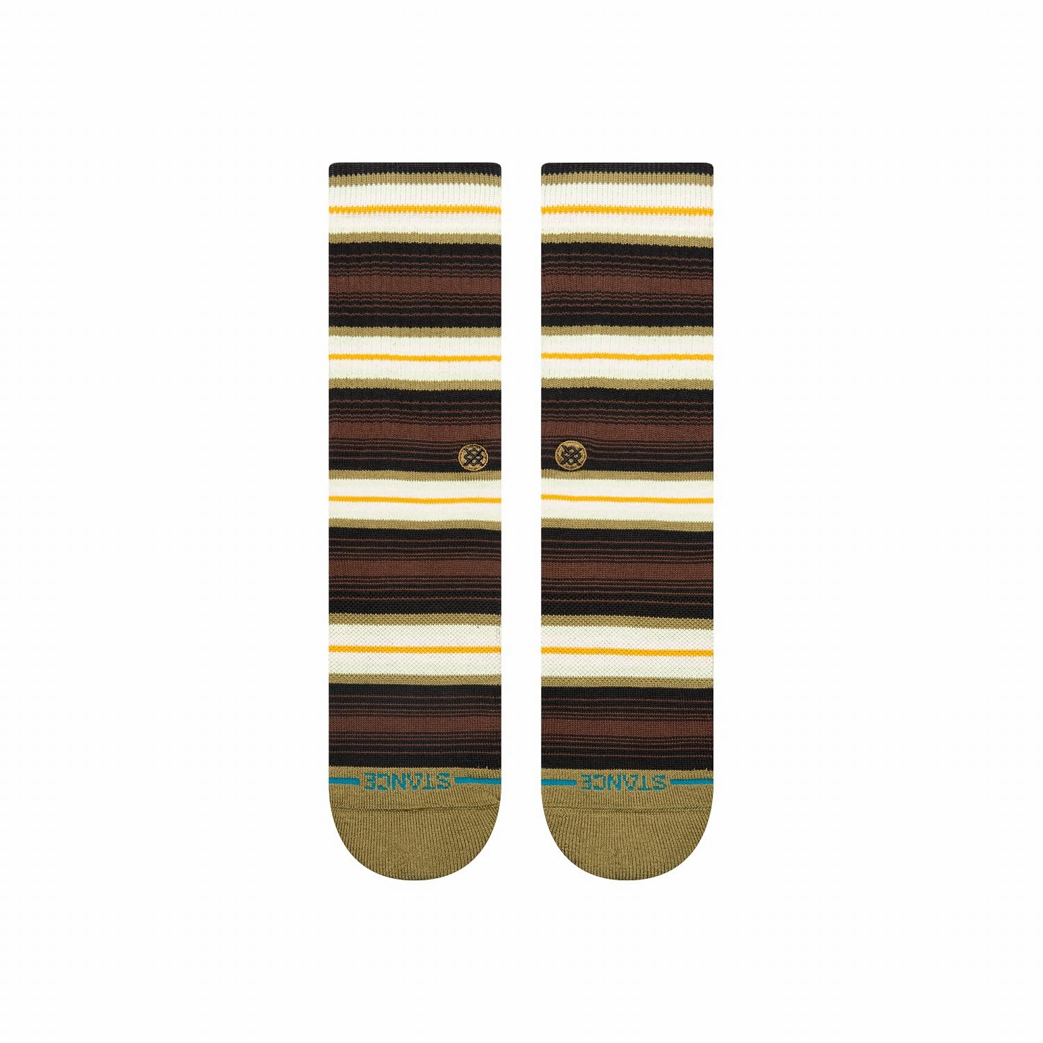 Stance Socks Stance Hassagore Crew Socks Chive Green Multi Striped Patterned Calf