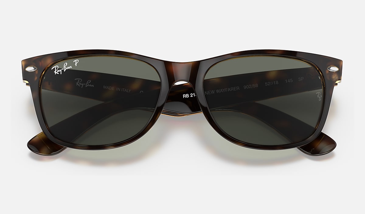 Ray-Ban New Wayfarer Sunglasses - Polished Tortoise/G-15 Green Polarised