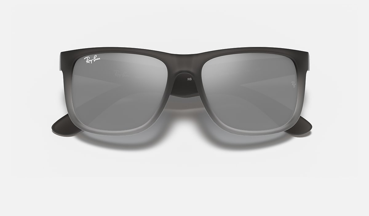 Ray-Ban Justin Classic Sunglasses - Rubber Trans Grey/Grad Grey Silver Mirror
